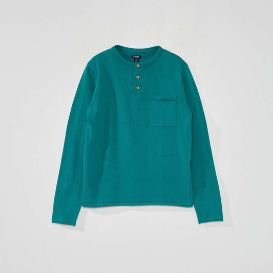 Sweater with grandad collar GREEN