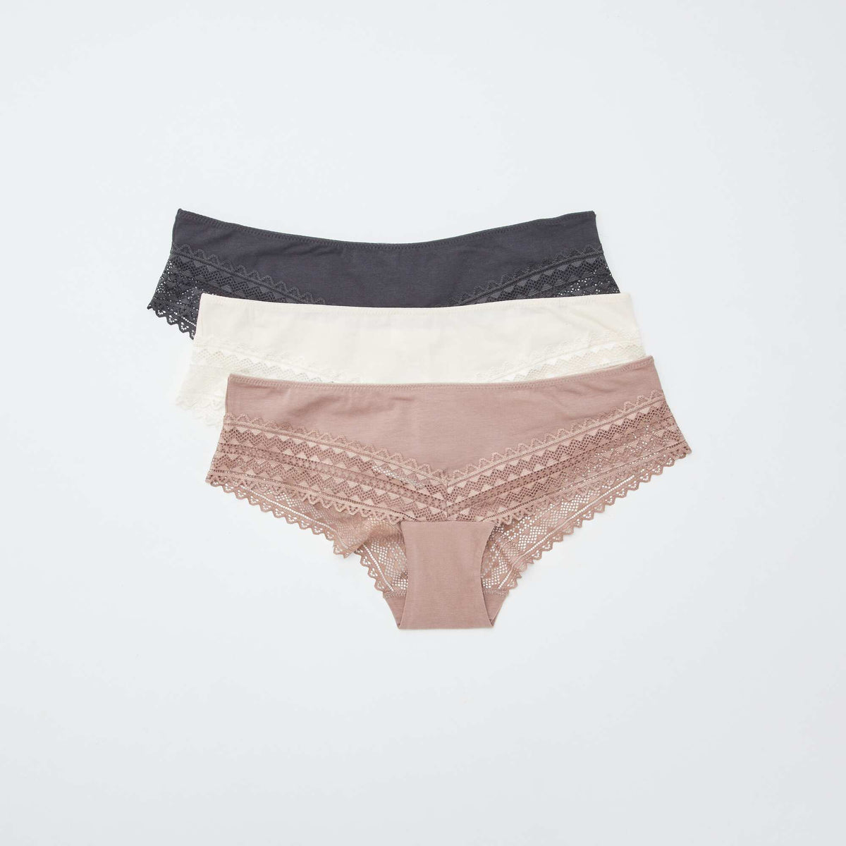 Pack of 3 Lace Shorty Briefs PINK
