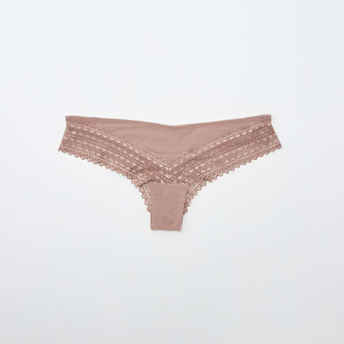 Pack of 3 Cotton and Lace Thongs PINK