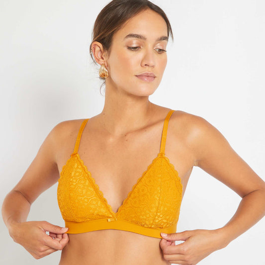 Lace triangle bra YELLOW