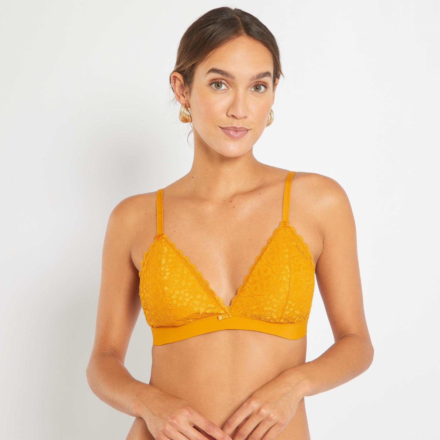 Lace triangle bra YELLOW