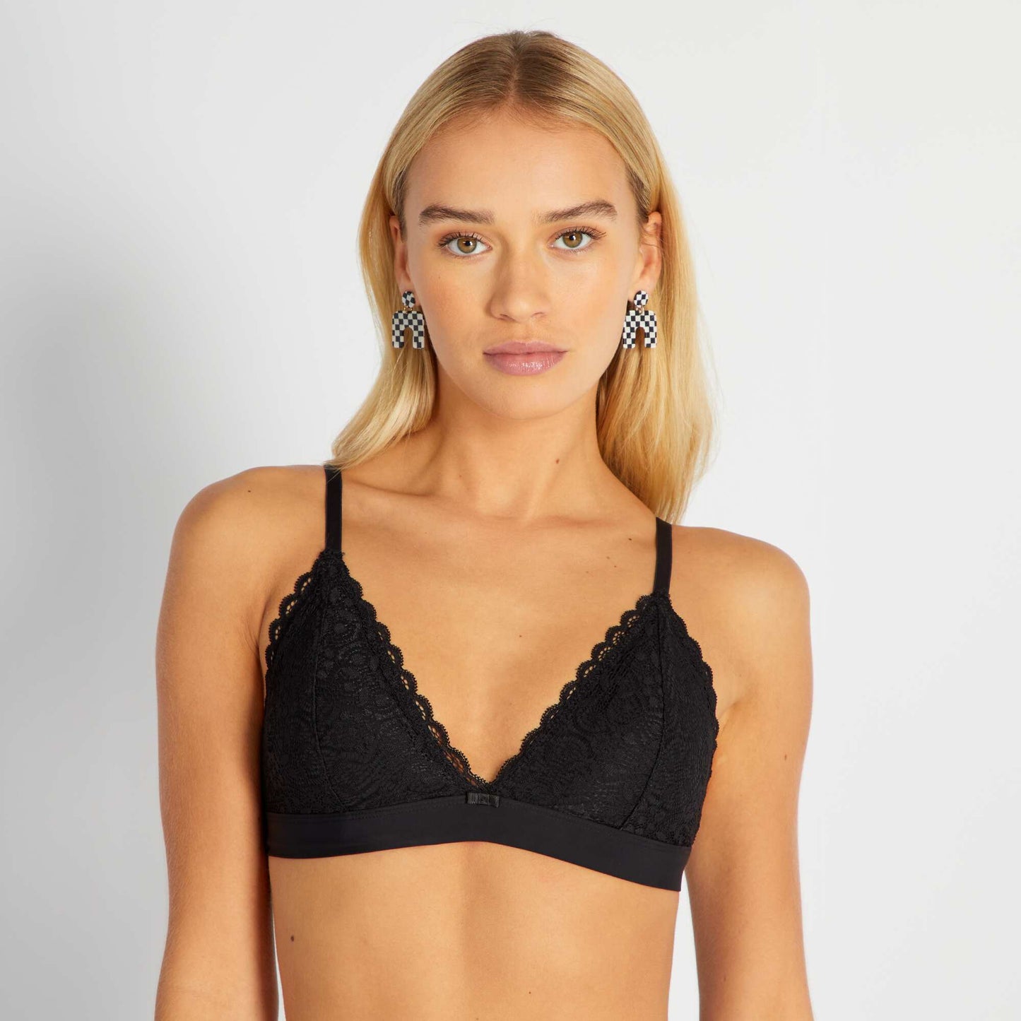 Lace triangle bra Black