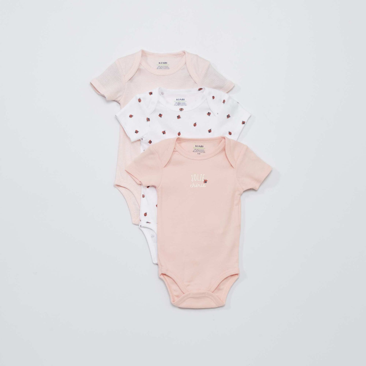 Pack of 3 eco-design bodysuits PINK