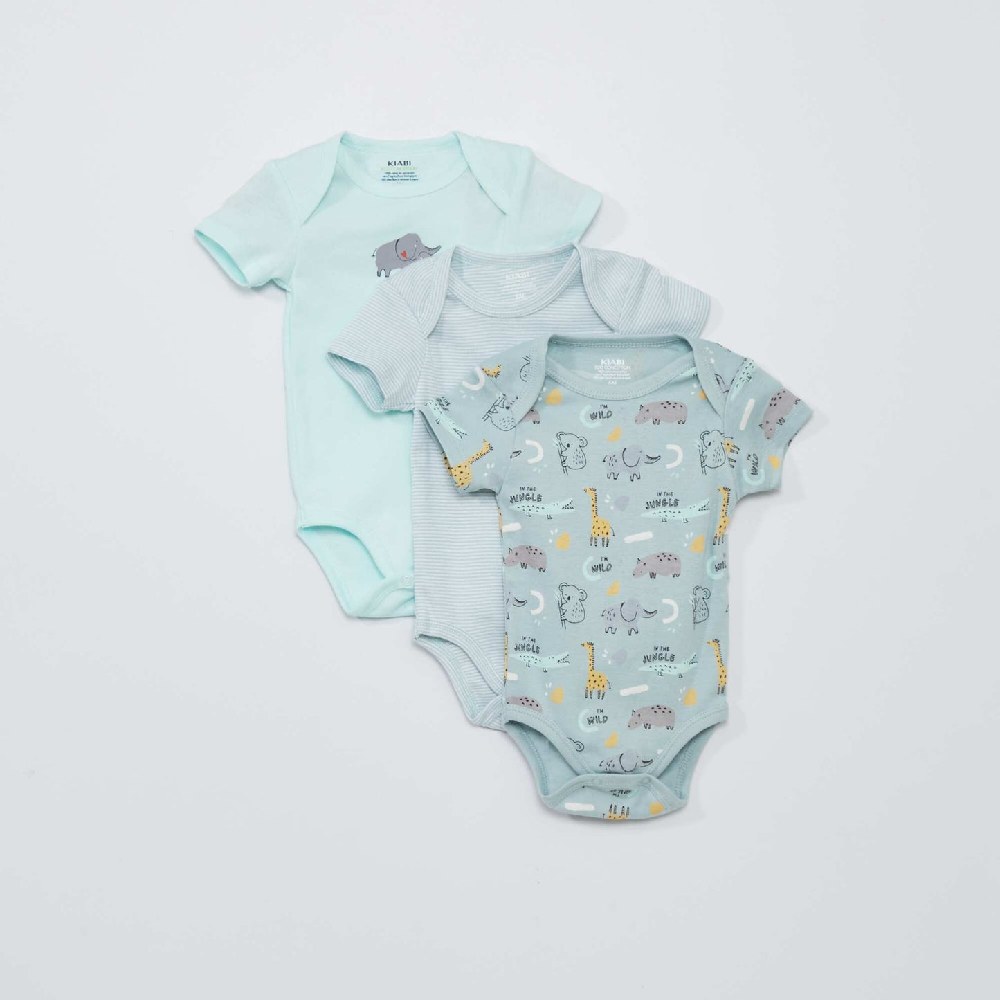 Pack of 3 eco-design bodysuits BLUE