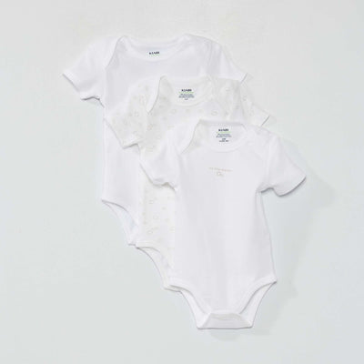 Pack of 3 eco-design bodysuits WHITE