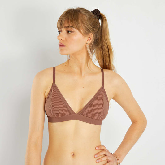 Padded microfibre triangle bra BROWN