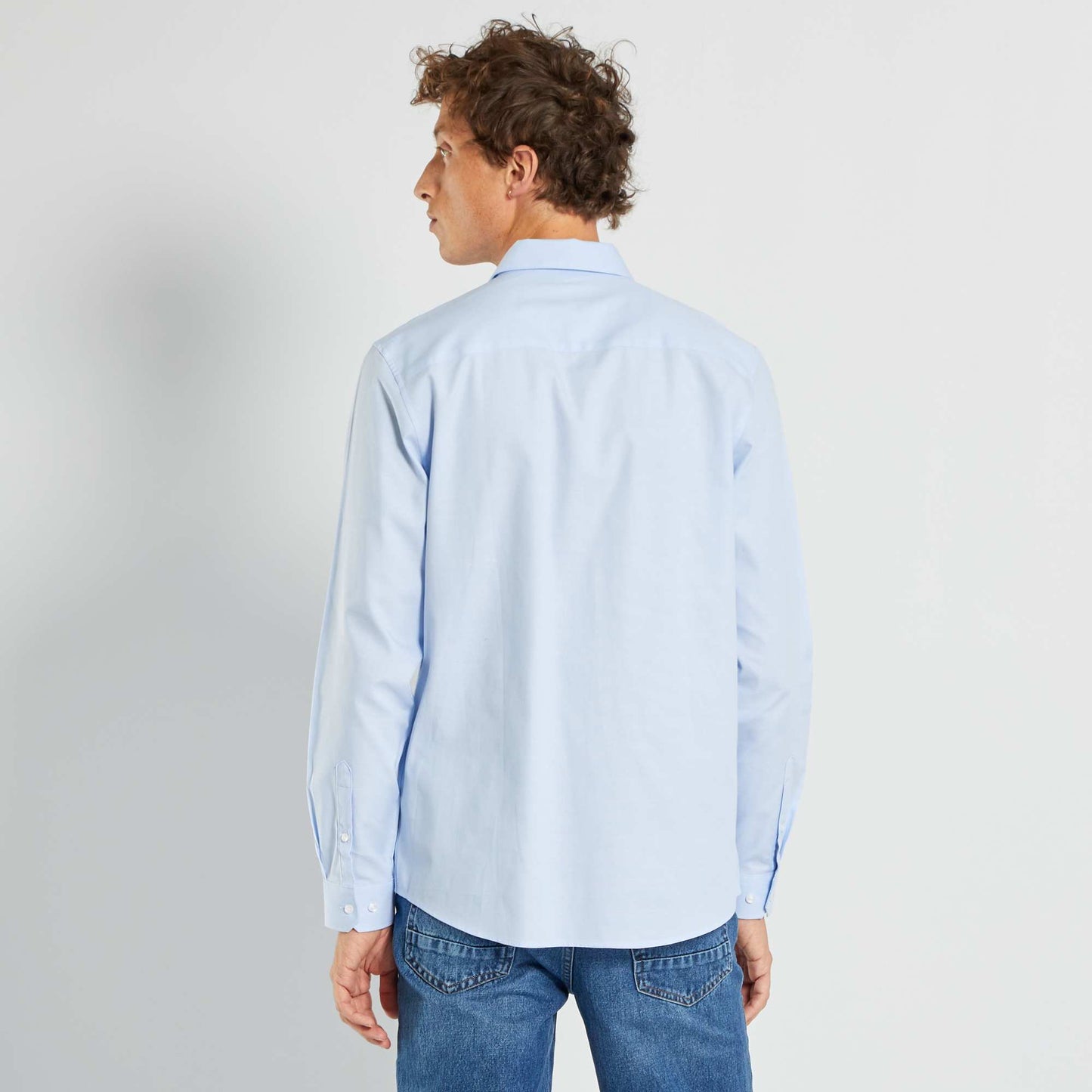 Block colour straight-cut shirt BLUE