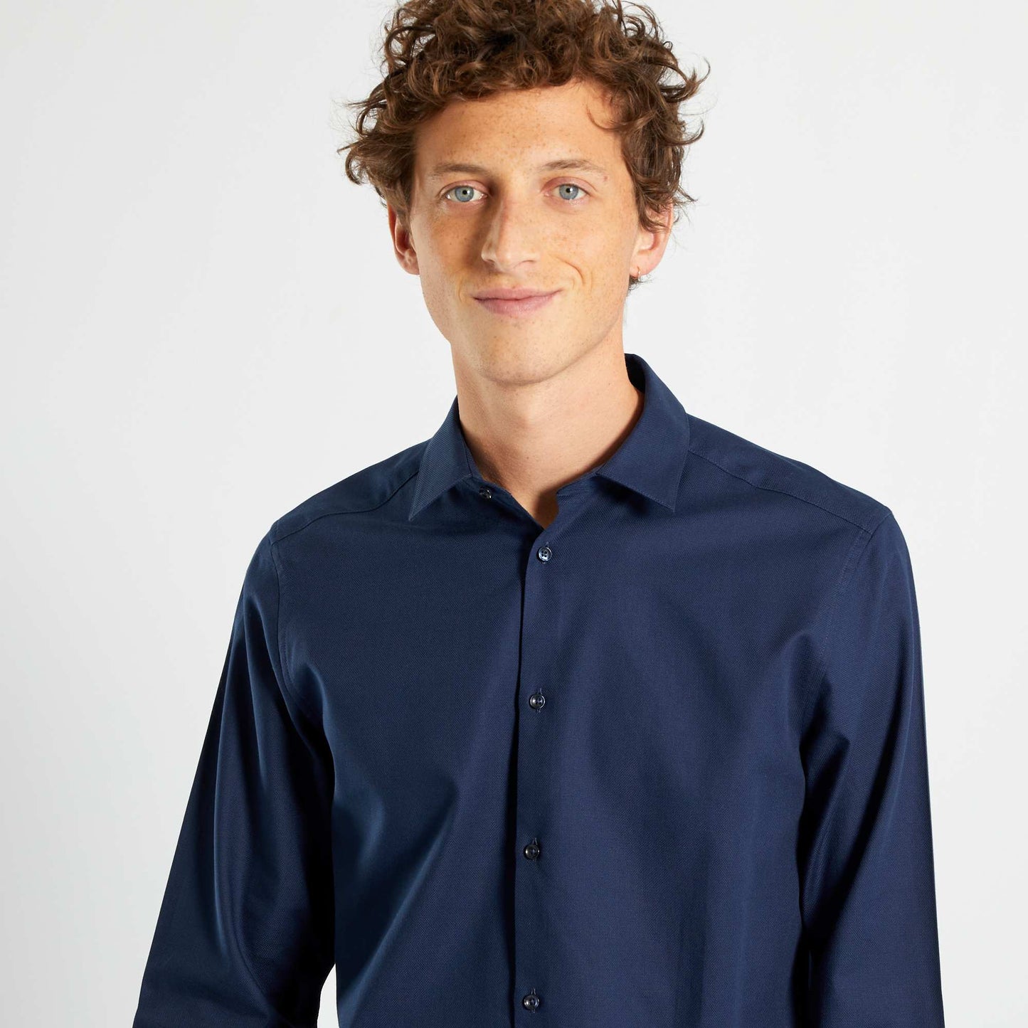 Block colour straight-cut shirt blue