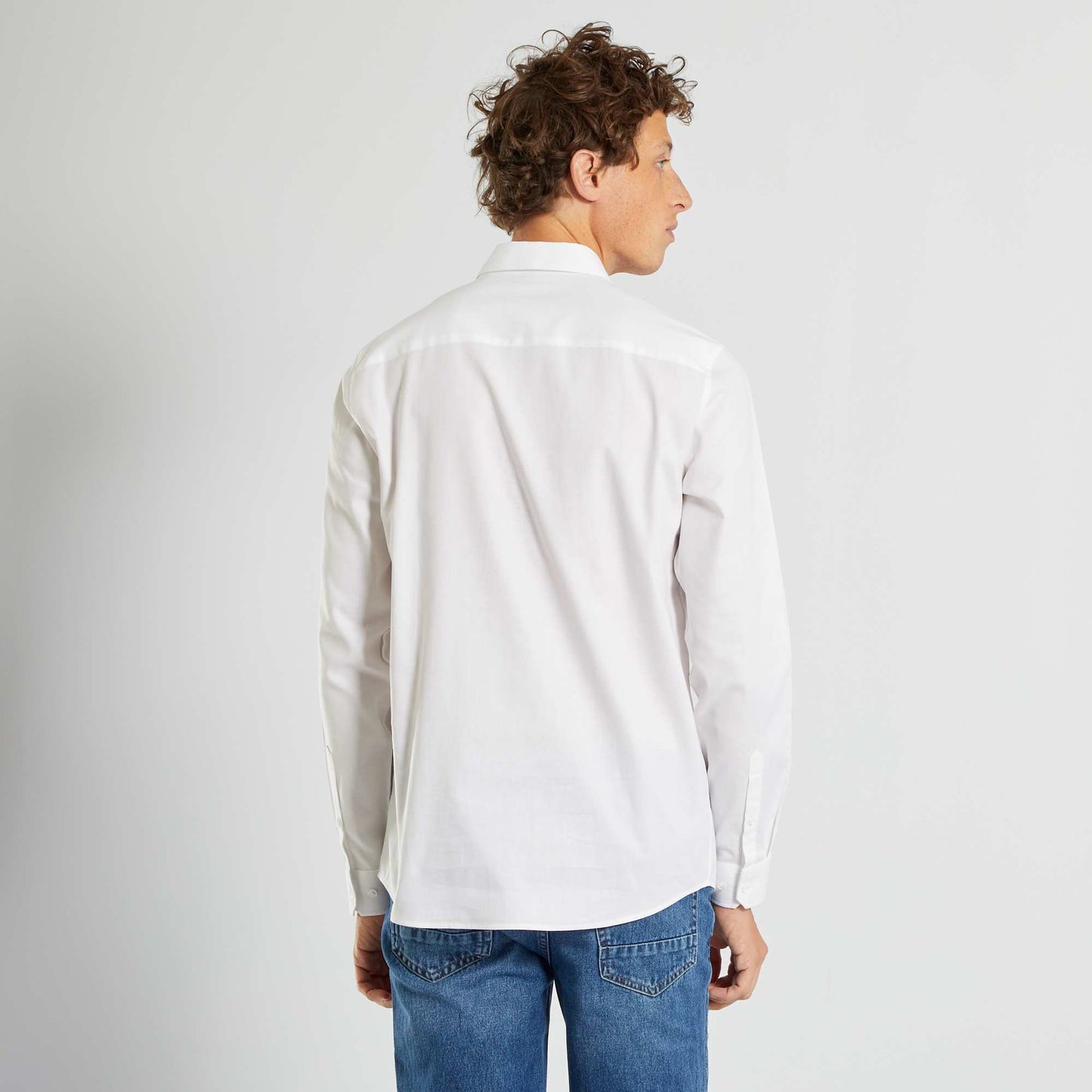 Block colour straight-cut shirt White