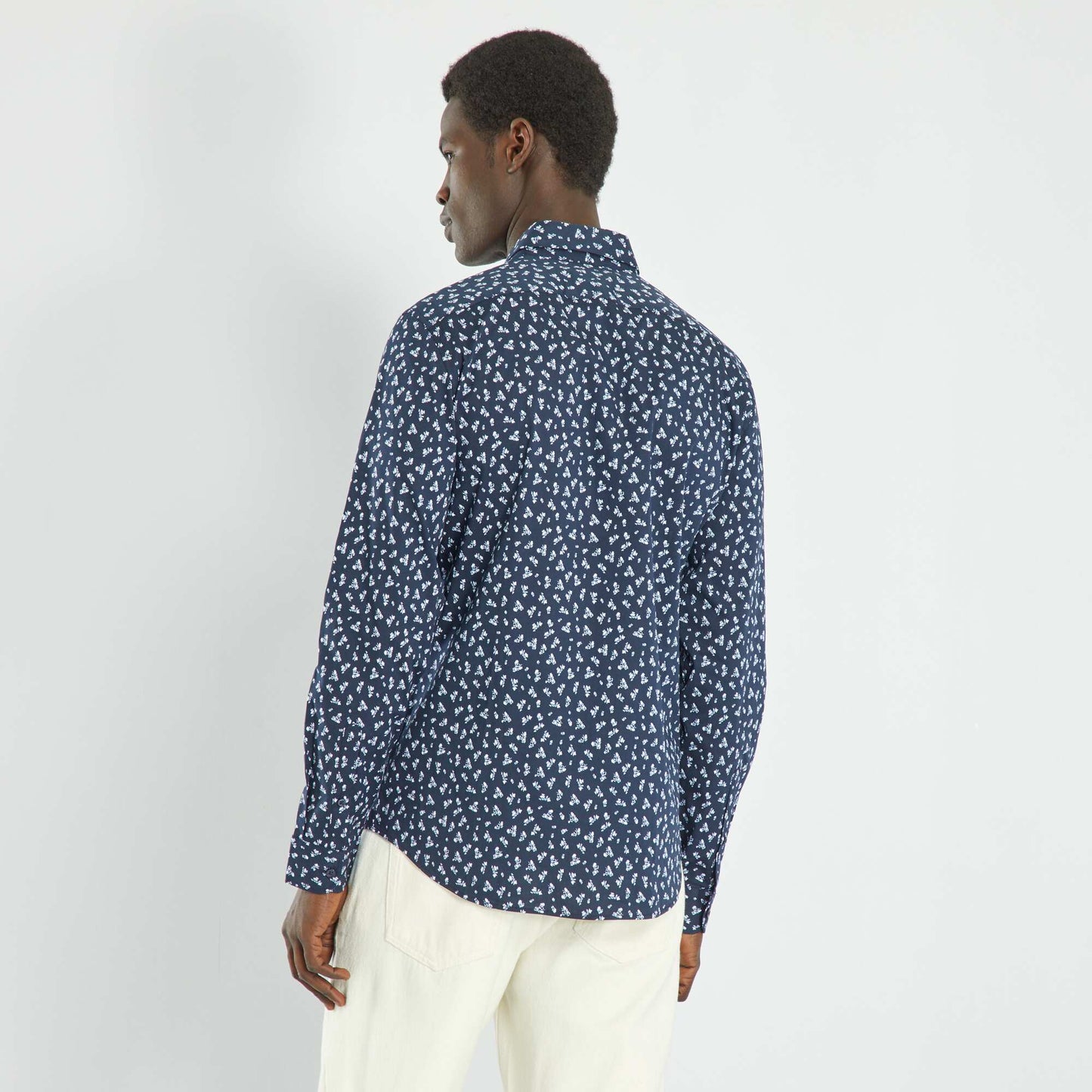 Slim-fit patterned shirt BLUE