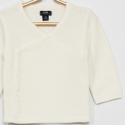 Garter stitch knitted sweater WHITE