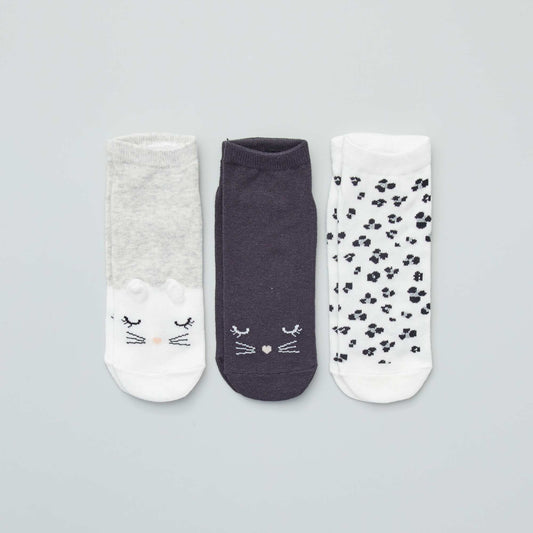 Pack of 3 pairs of patterned socks cat