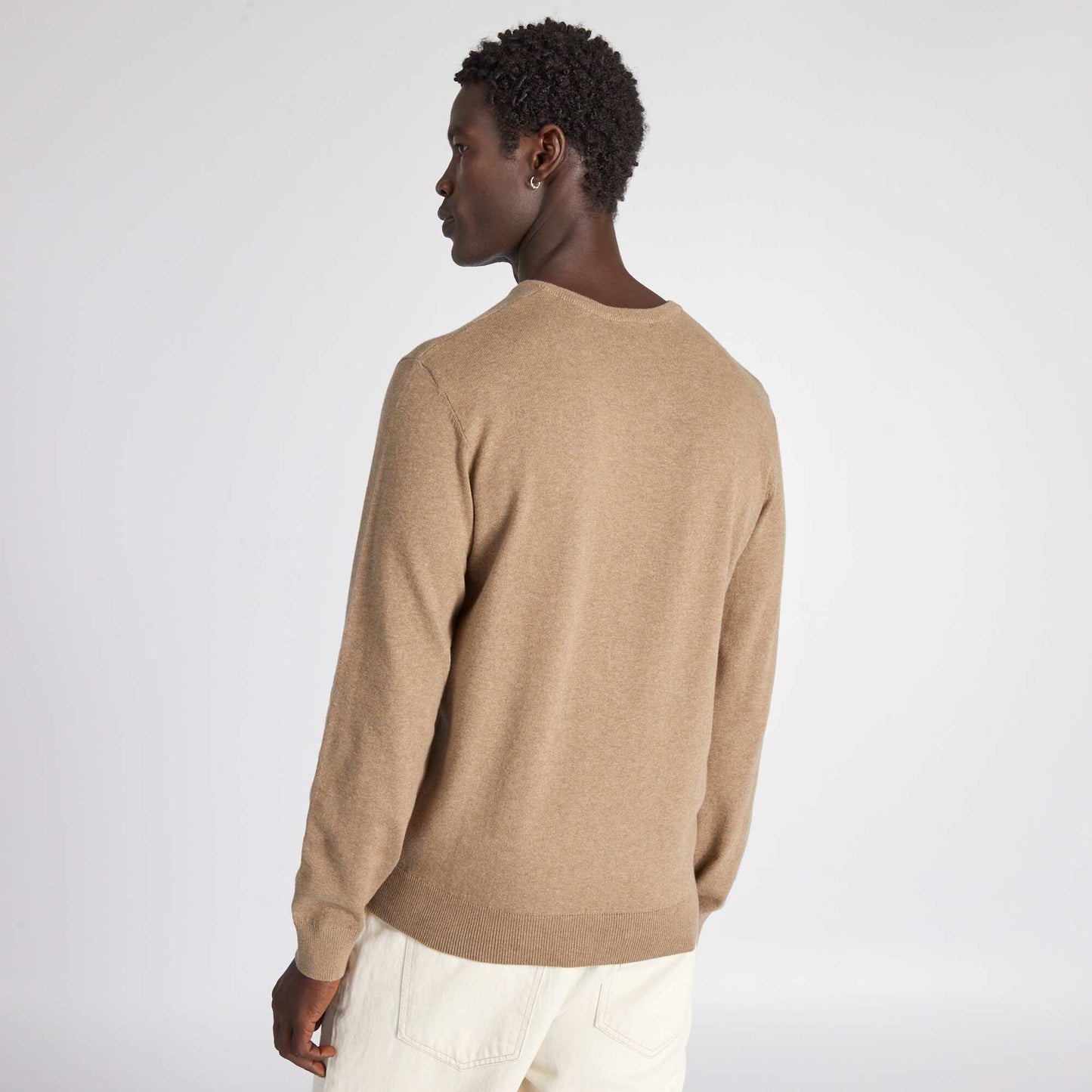 Plain knit basic sweater BEIGE