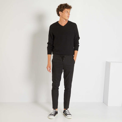 Plain knit basic sweater Black