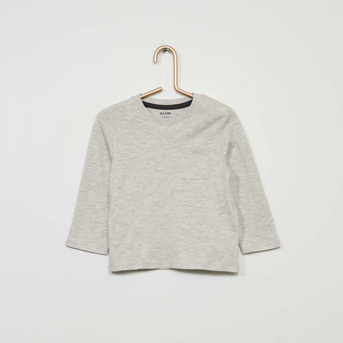 Round neck T-shirt with pocket GREY