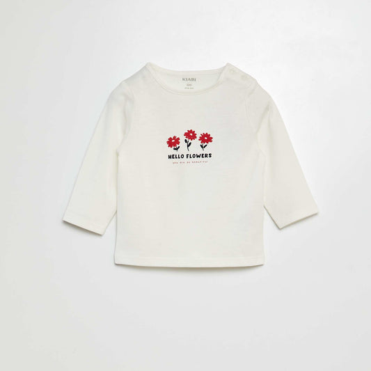 Long-sleeved printed T-shirt WHITE
