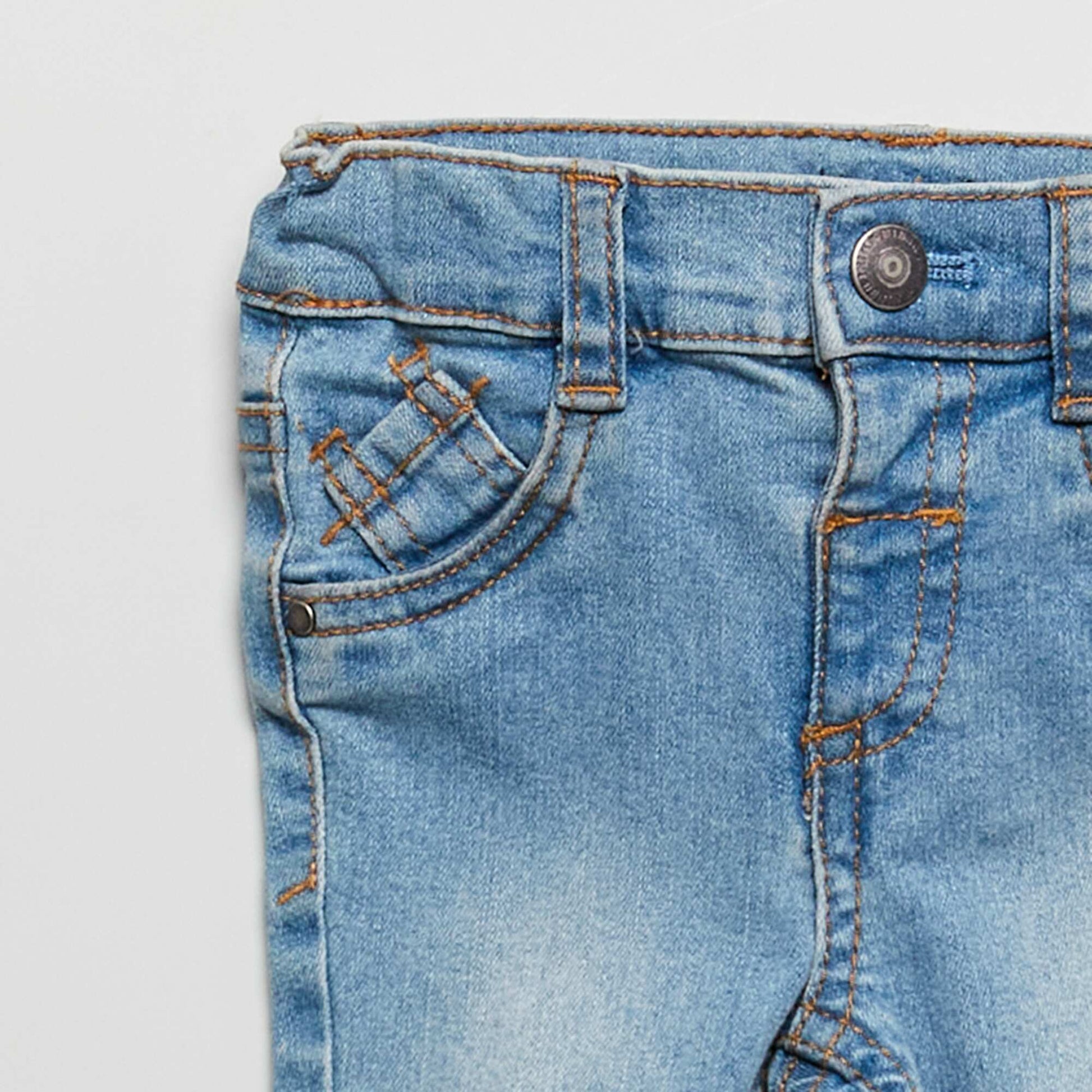 Slim-fit stretchy jeans with adjustable waist BLUE