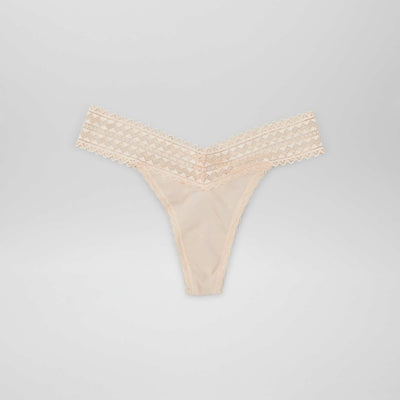 Pack of 3 cotton and lace thongs PURPLE