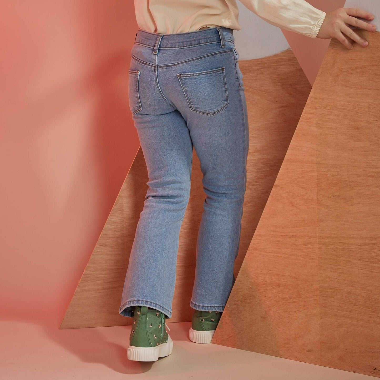 Flared stretch denim trousers BLUE