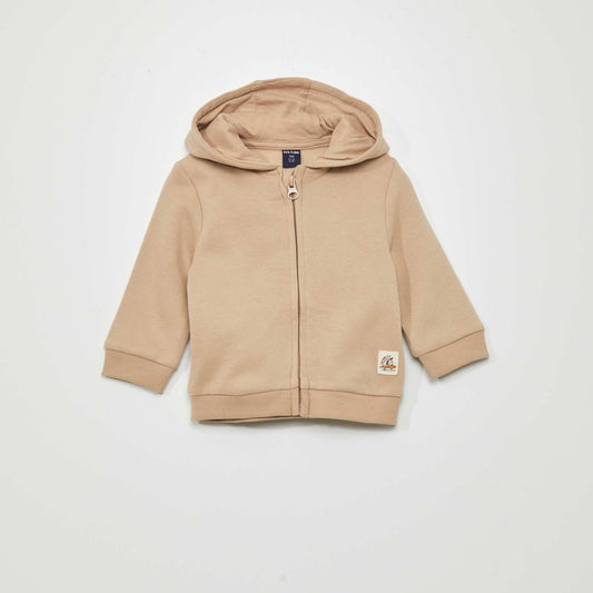 Zip-up sweatshirt fabric sweater BEIGE