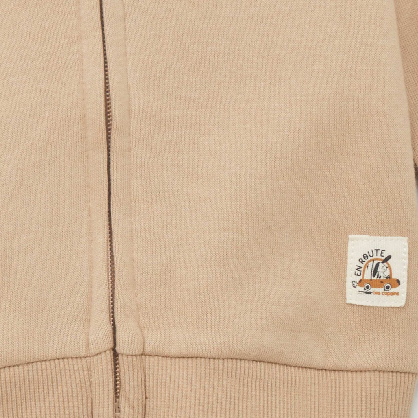 Zip-up sweatshirt fabric sweater BEIGE