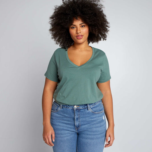 V-neck jersey T-shirt GREEN