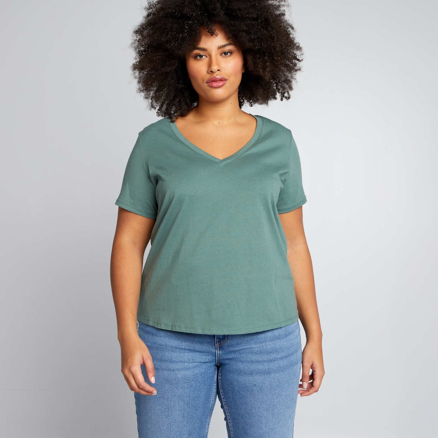 V-neck jersey T-shirt GREEN