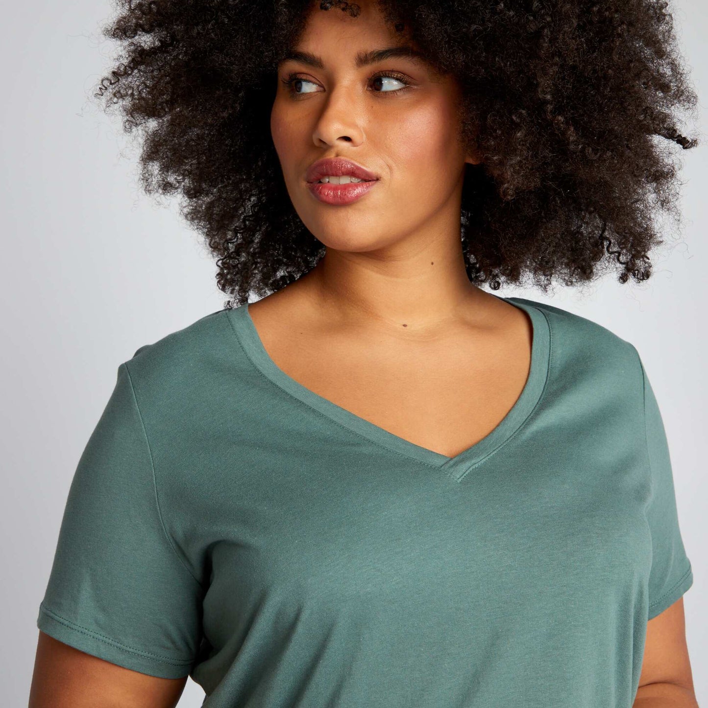 V-neck jersey T-shirt GREEN