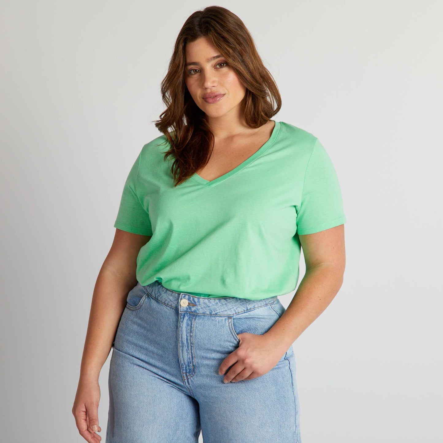 V-neck jersey T-shirt GREEN