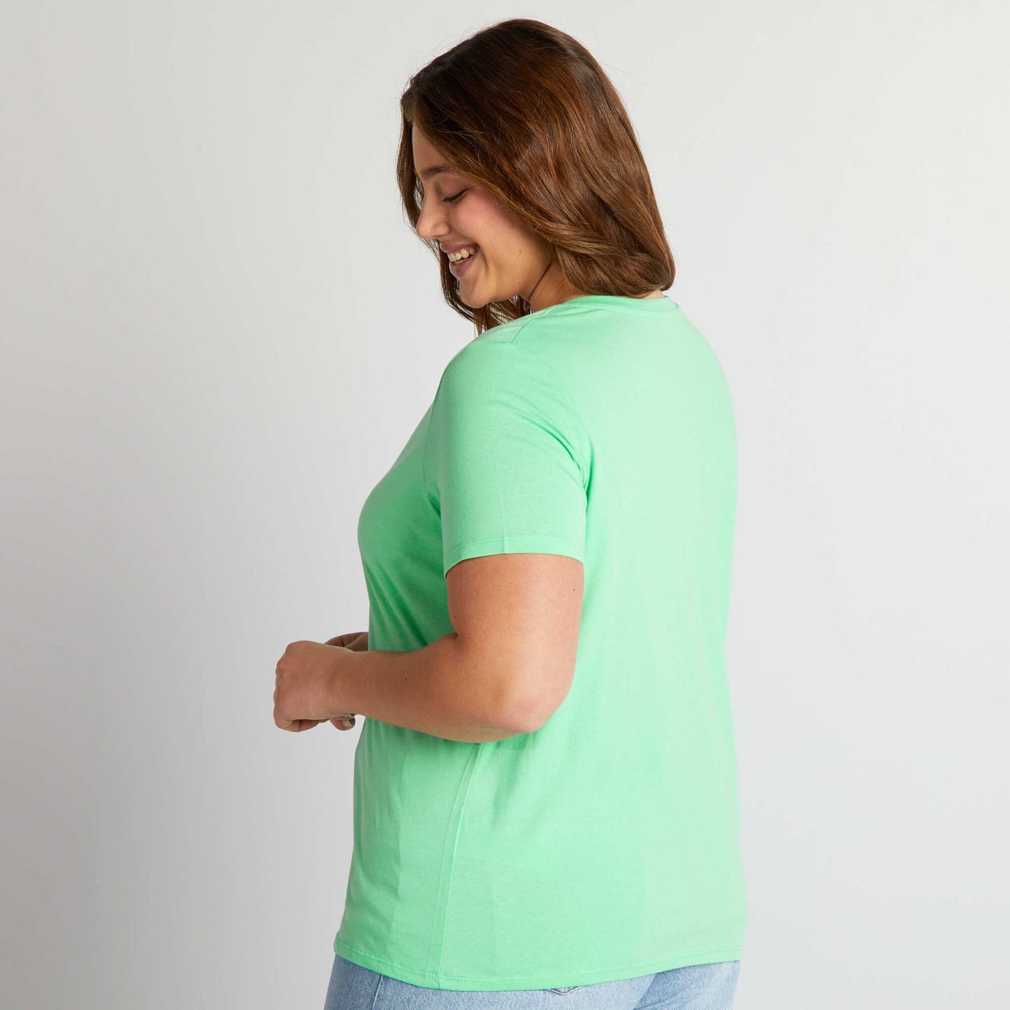 V-neck jersey T-shirt GREEN