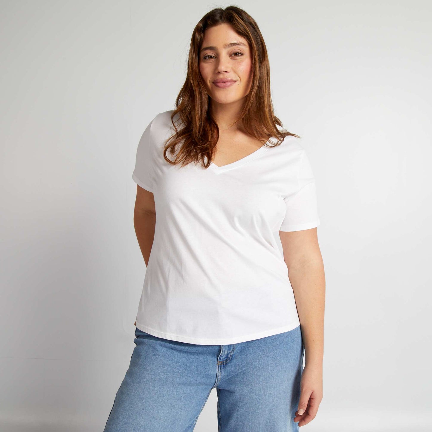 V-neck jersey T-shirt white