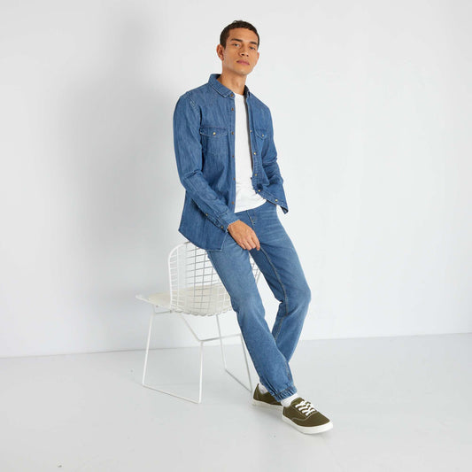 Jogger-style jeans with elasticated waist BLUE