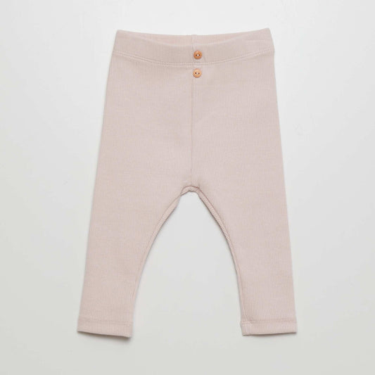 Plain ribbed knit leggings PINK