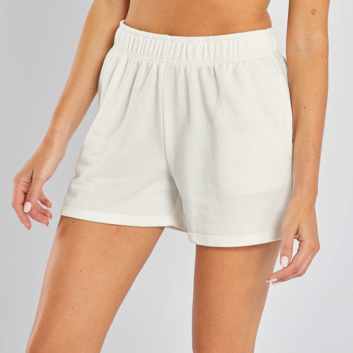 Basic sweatshirt fabric shorts WHITE