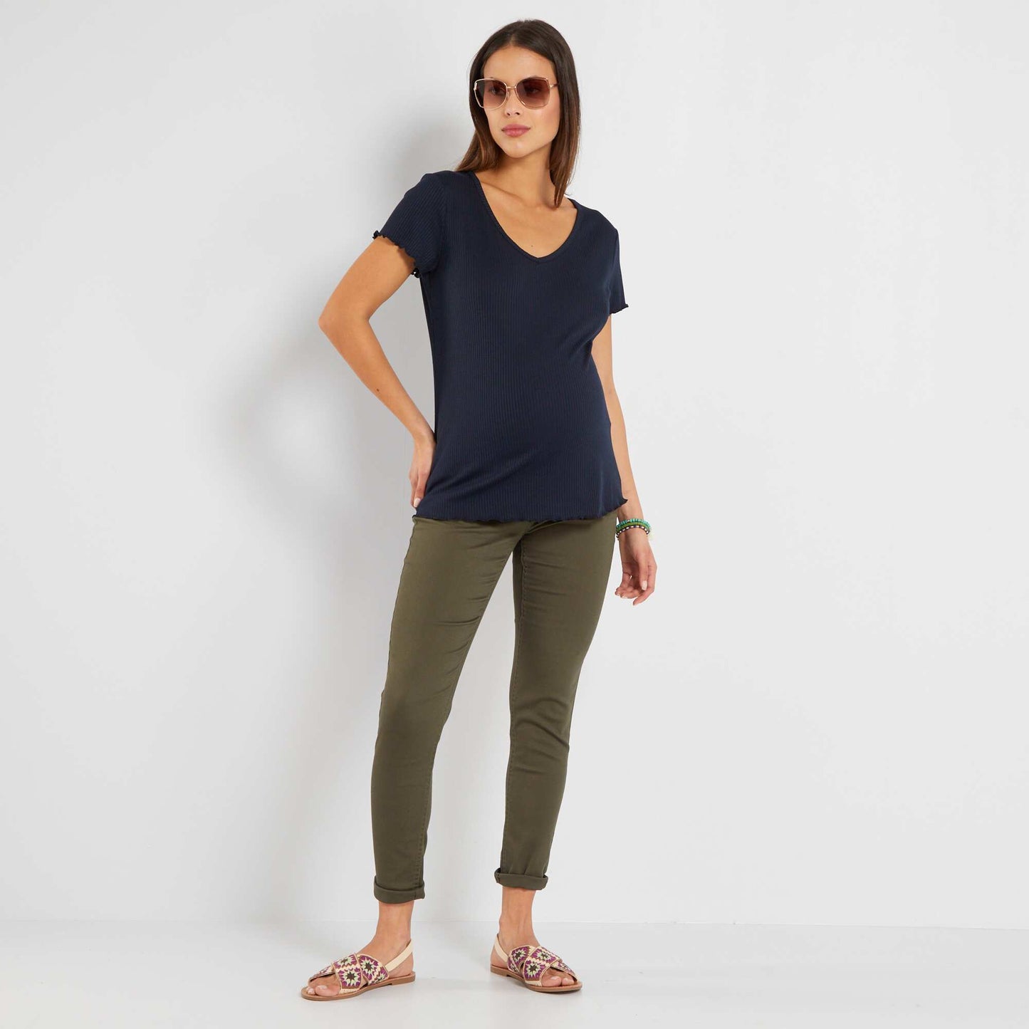 Twill maternity trousers KHAKI