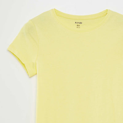 تي شيرت جيرسي عادي باللون الأصفر