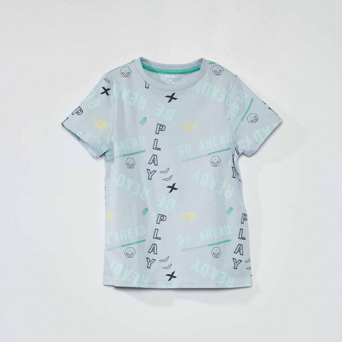 Pure cotton patterned T-shirt BLUE