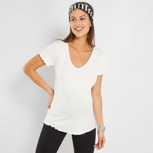 Ribbed maternity T-shirt White