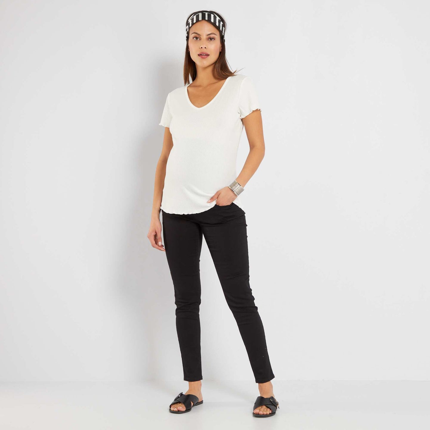 Ribbed maternity T-shirt White