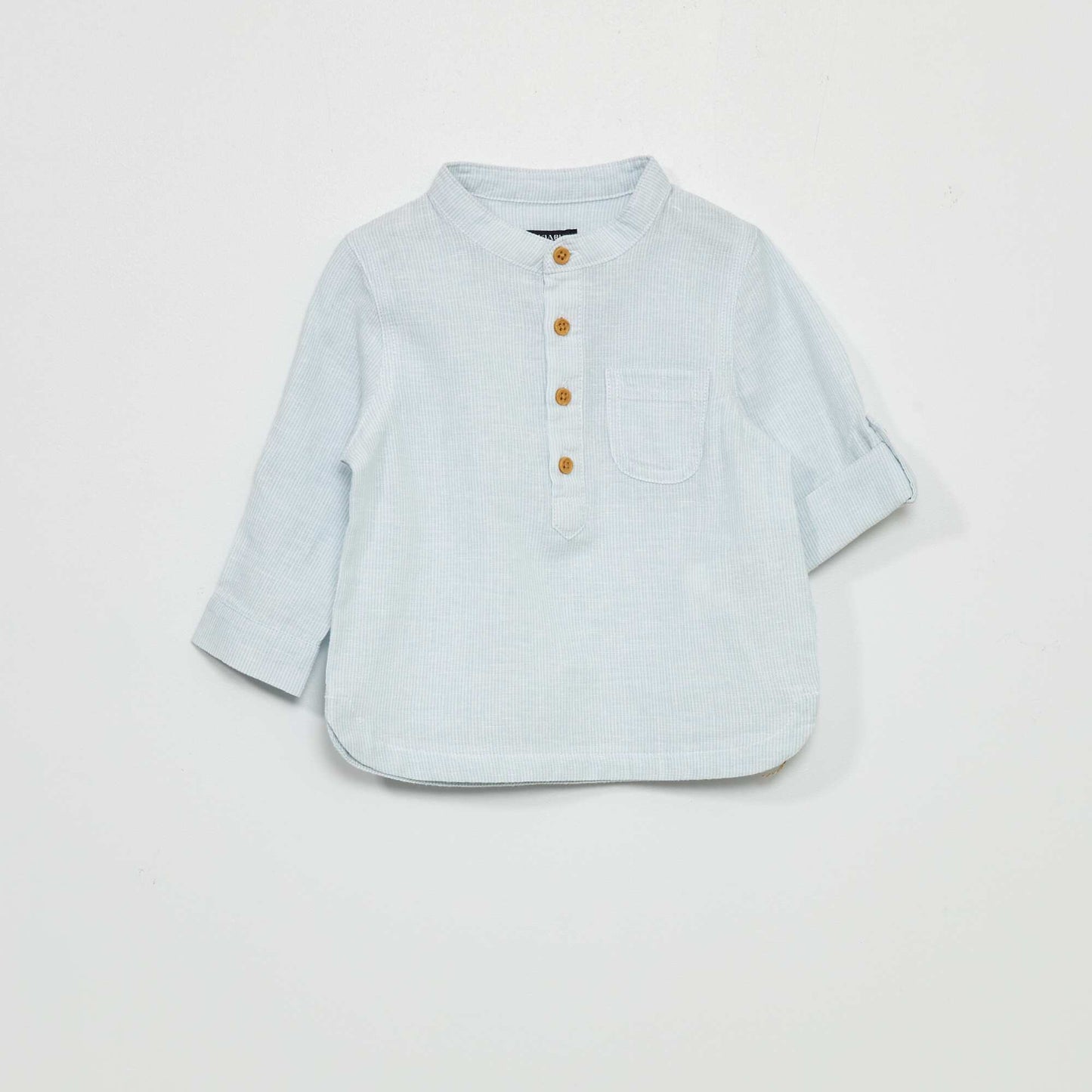 Linen shirt with mandarin collar BLUE