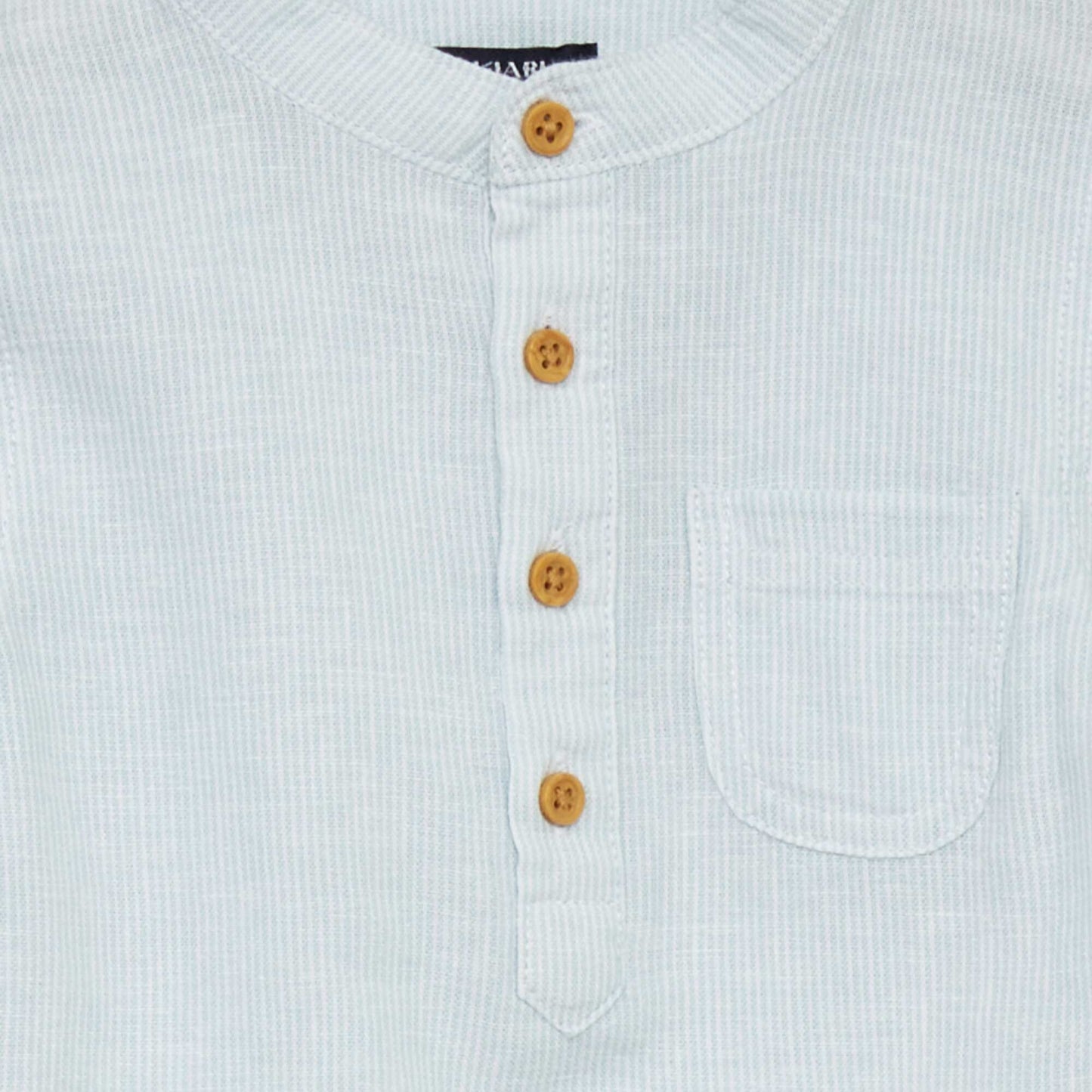 Linen shirt with mandarin collar BLUE