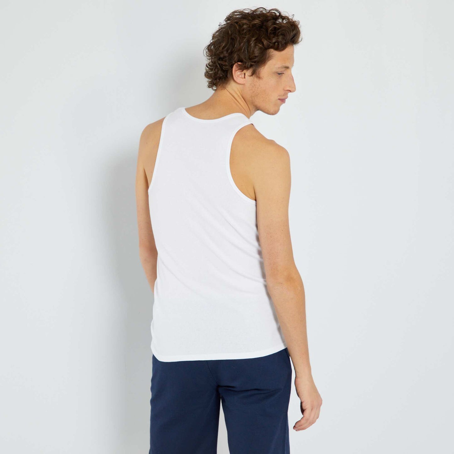 Plain ribbed vest top White