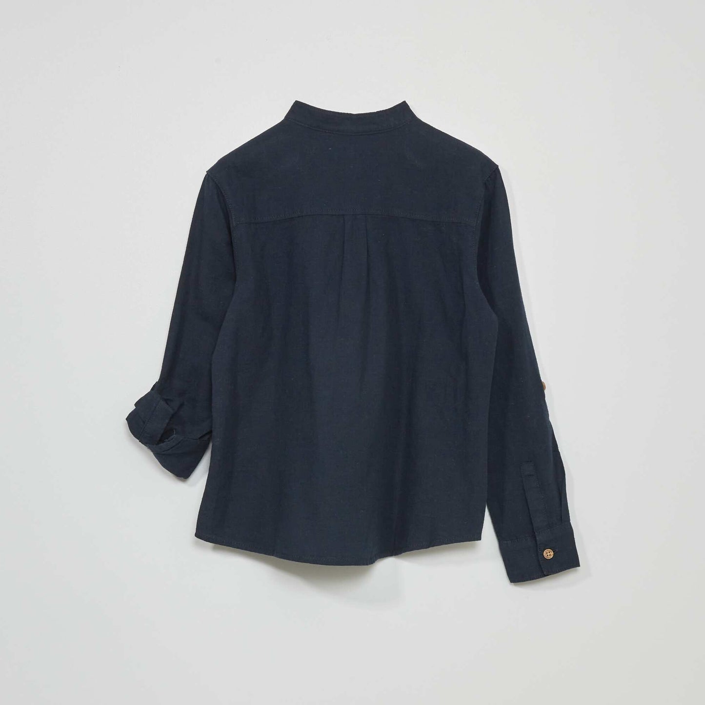 Linen shirt with mandarin collar blue