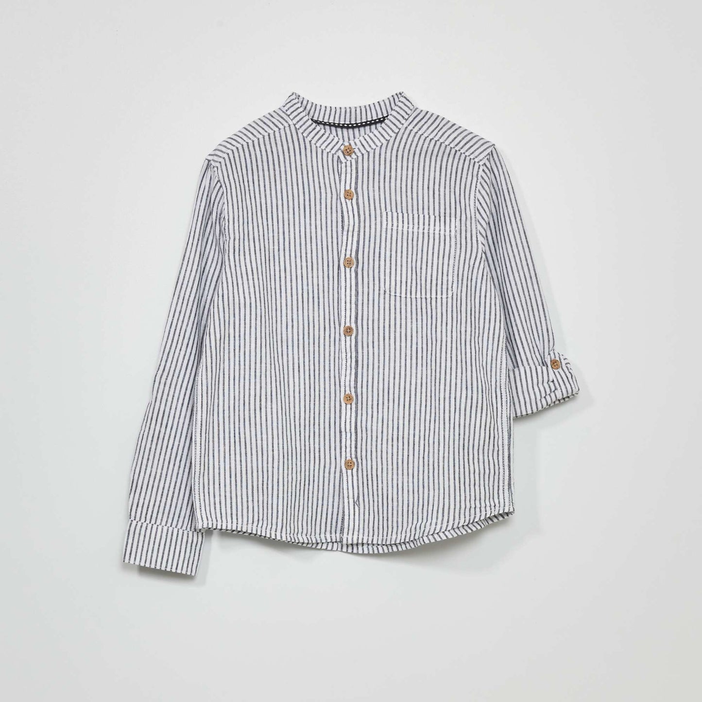 Linen shirt with mandarin collar BLUE