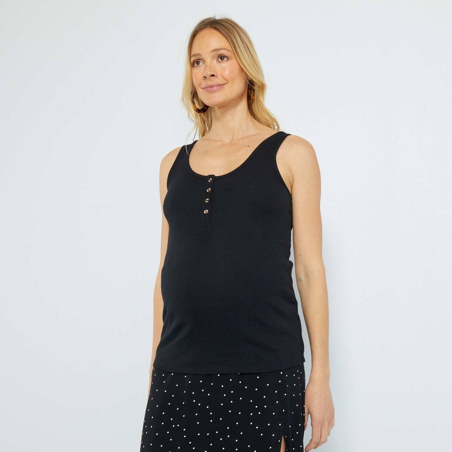 Jersey maternity vest top Black