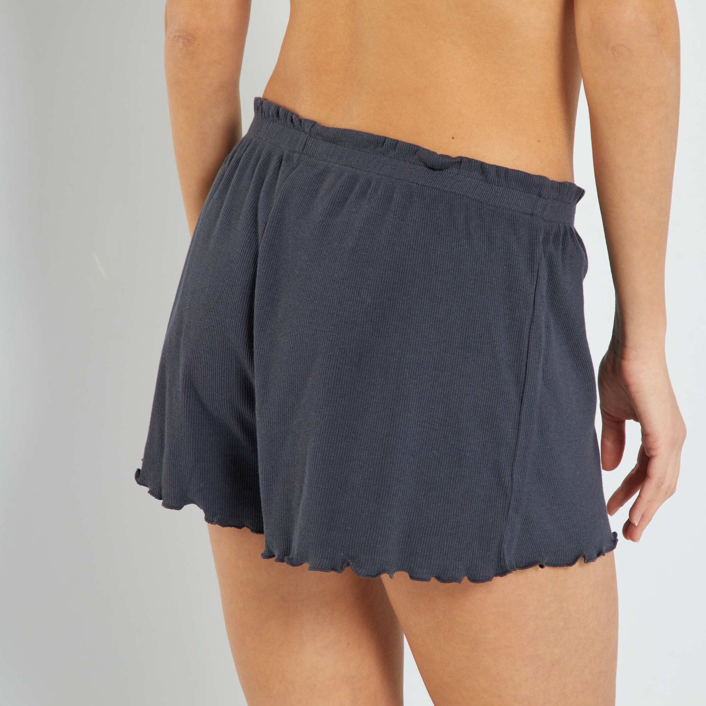 Ribbed knit pyjama shorts dark grey