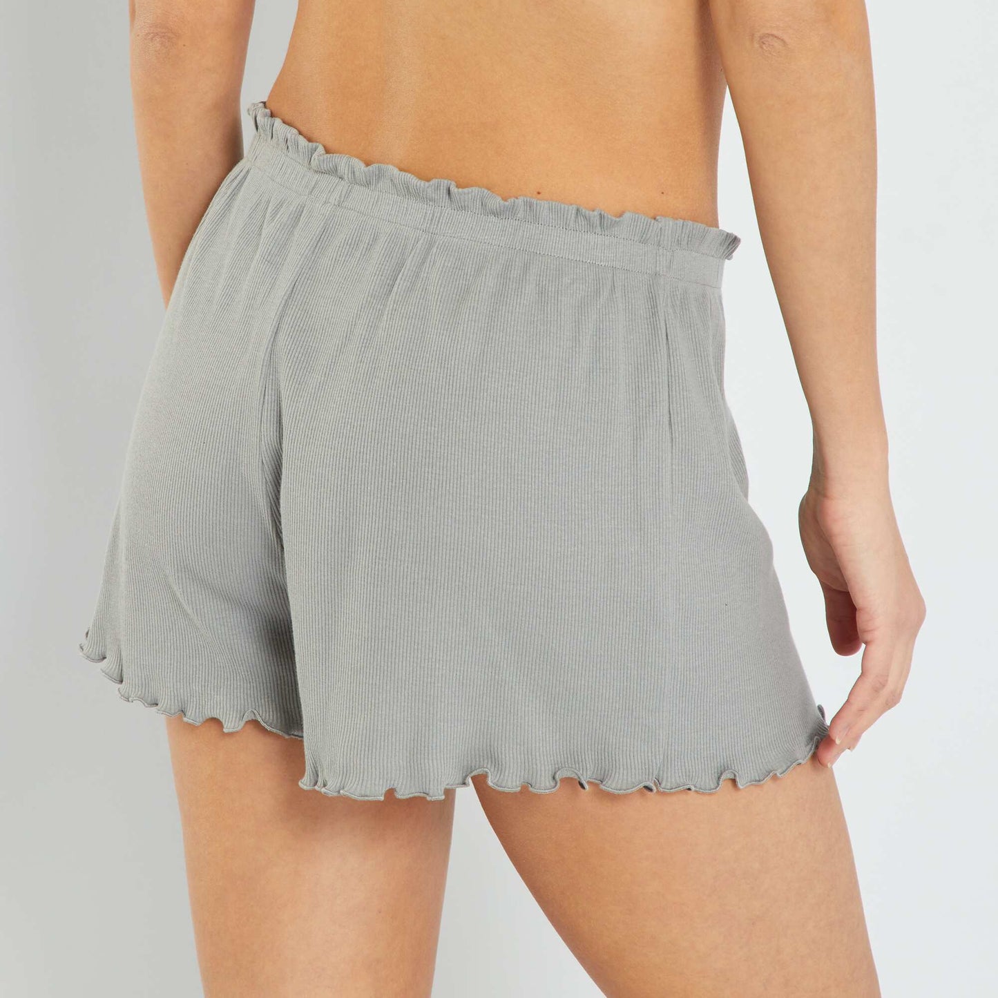 Ribbed knit pyjama shorts neutral grey