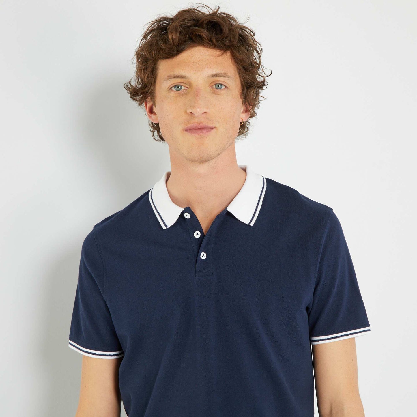 Cotton piqué polo shirt blue