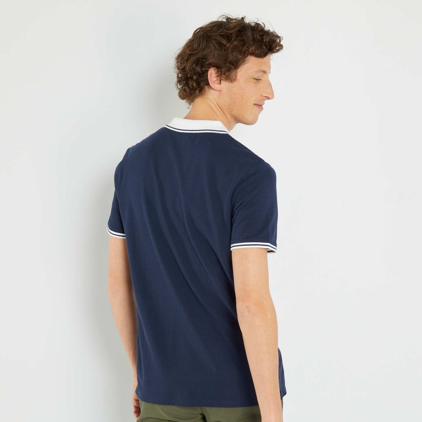 Cotton piqué polo shirt blue