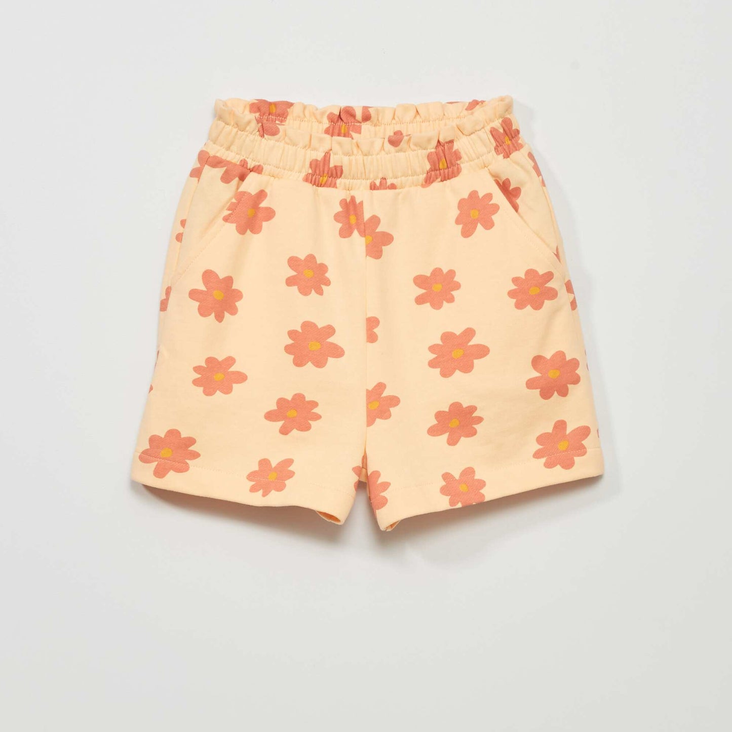 Patterned sweatshirt fabric shorts ORANGE